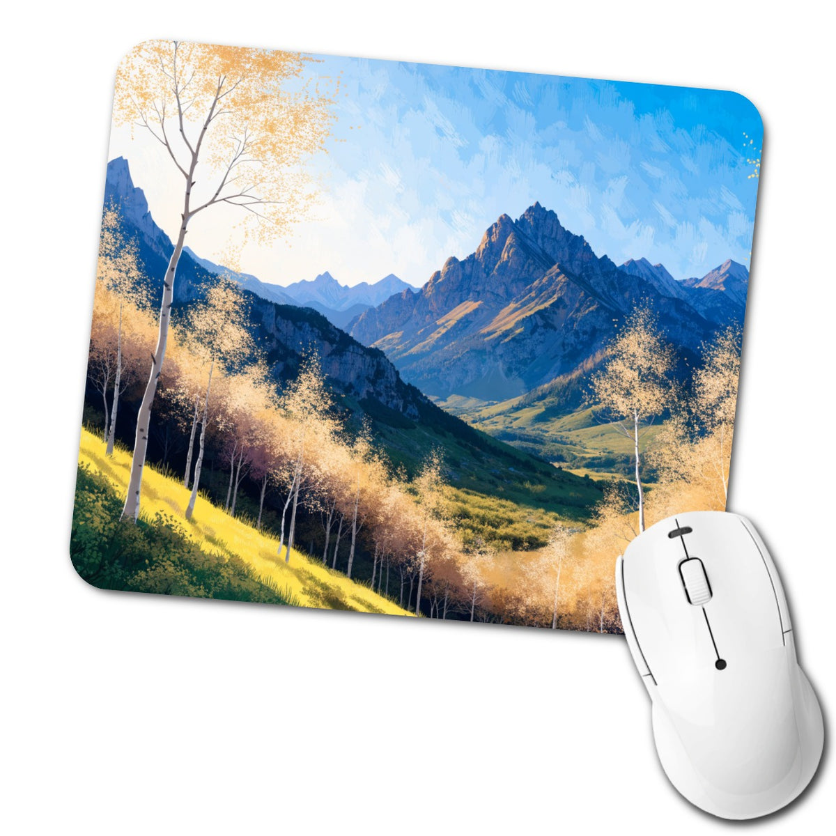 Golden Aspen Mountain Forest Low Profile Mouse Pad Mat