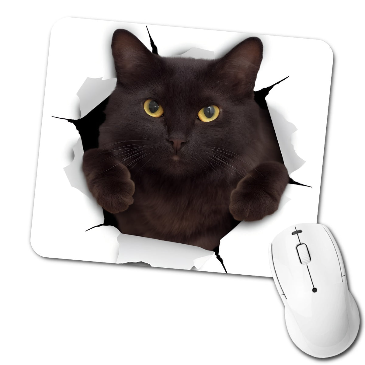 Gray Cat Breakout Low Profile Mouse Pad Mat