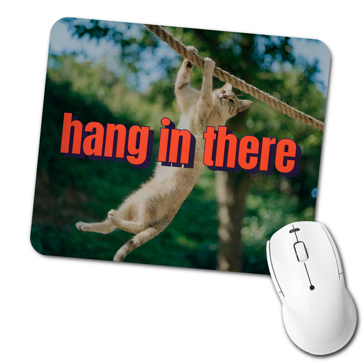 Hang In There Cat Funny Low Profile Mouse Pad Mat
