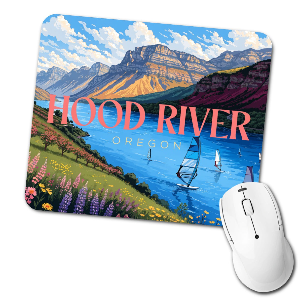 Hood River Oregon Travel Low Profile Mouse Pad Mat