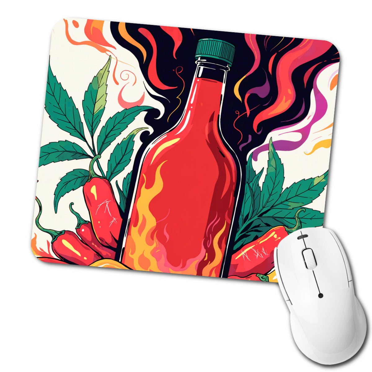 Hot Sauce Peppers Low Profile Mouse Pad Mat