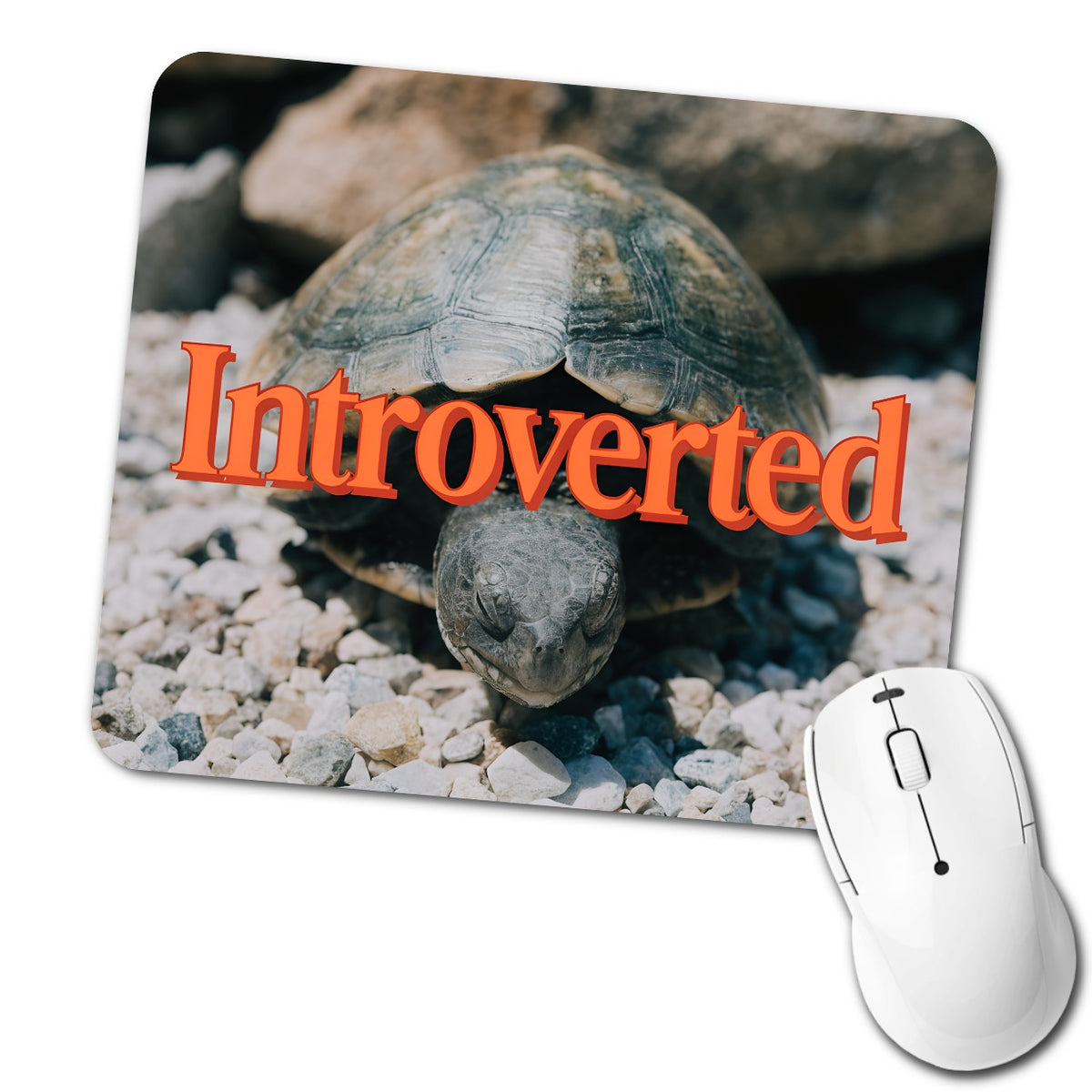 Introverted Shy Turtle Funny Low Profile Mouse Pad Mat