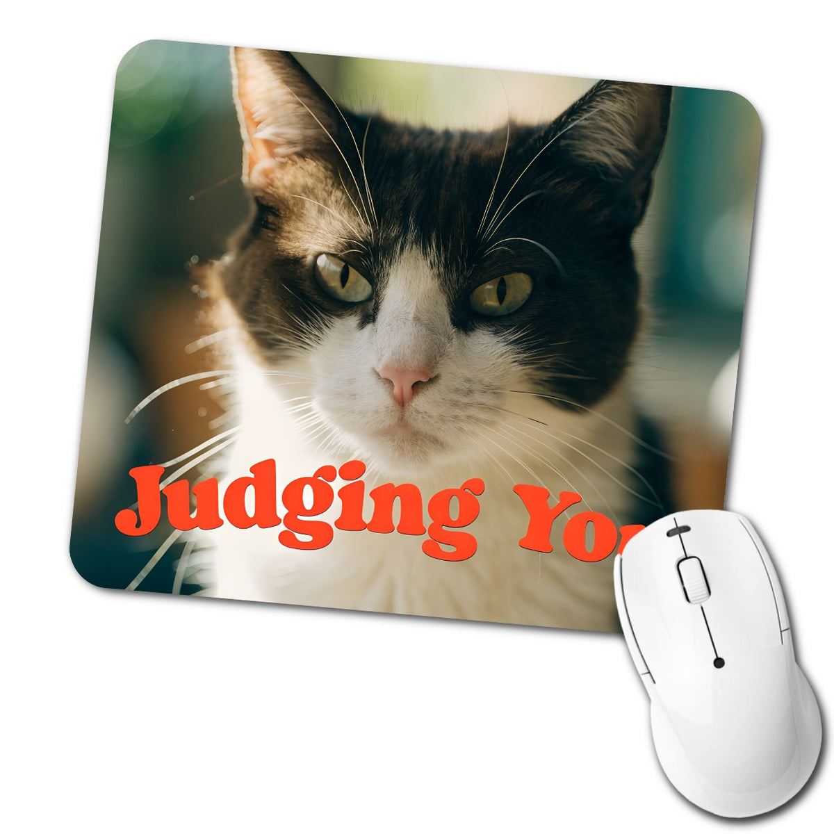 Judging You Cat Funny Low Profile Mouse Pad Mat