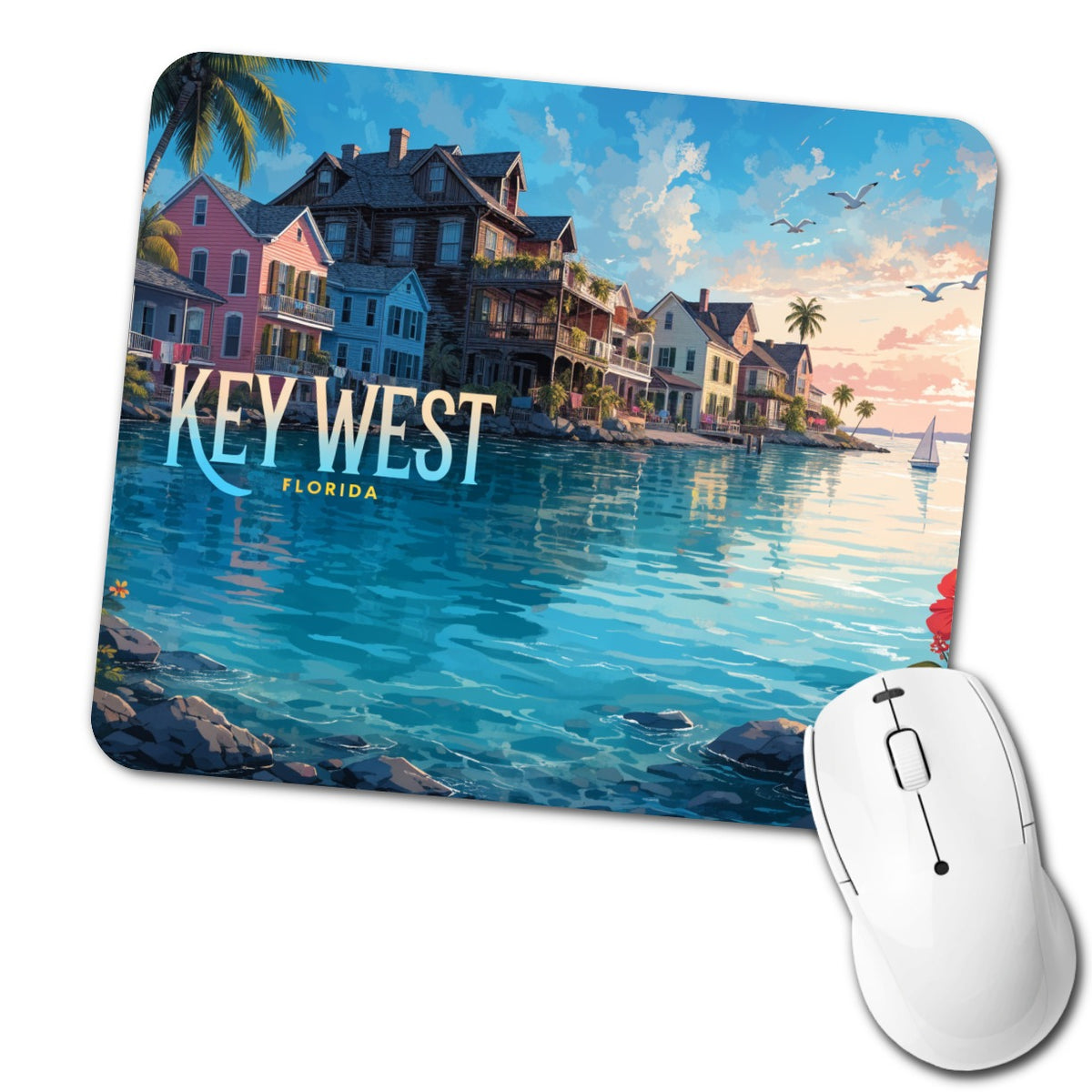 Key West Florida Travel Low Profile Mouse Pad Mat