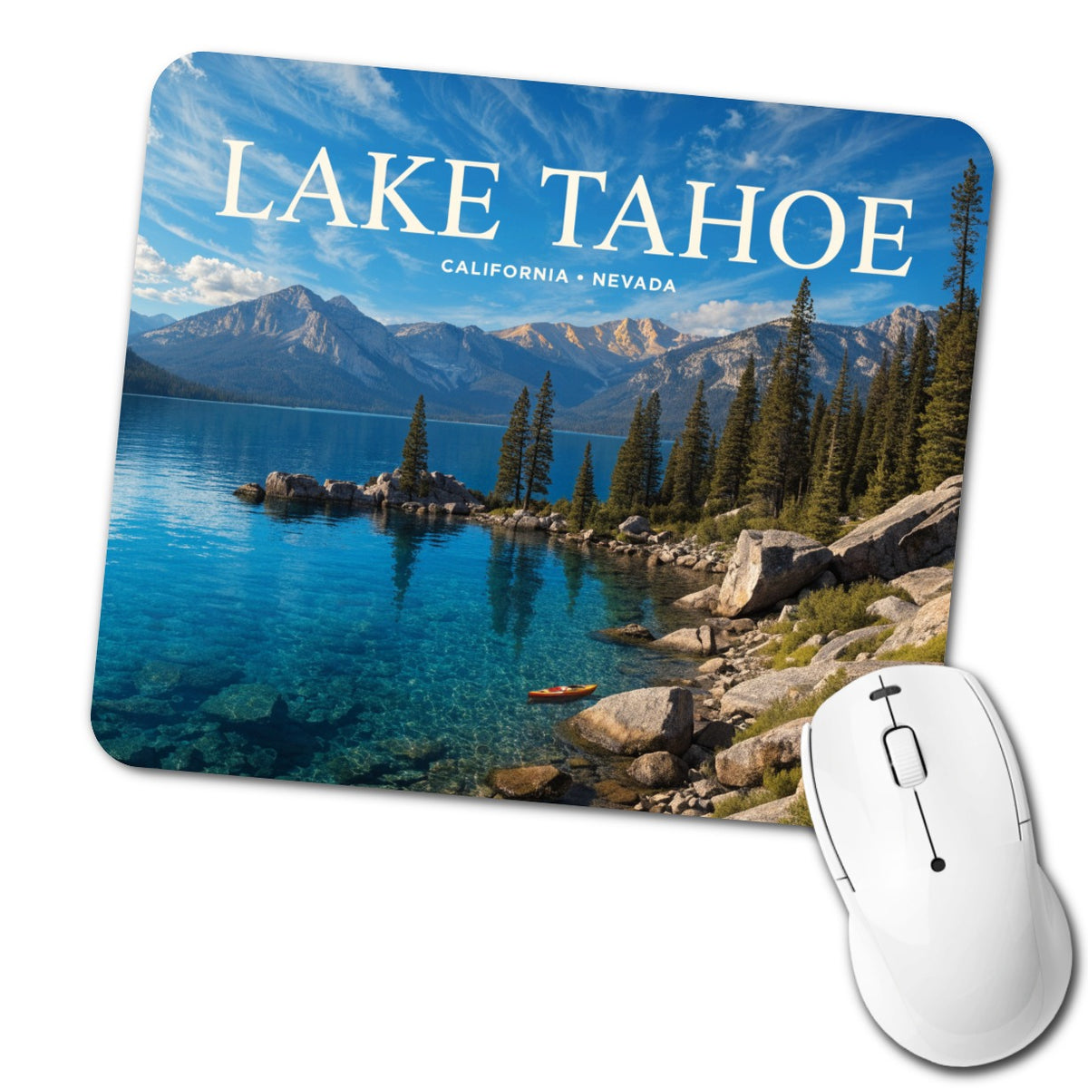 Lake Tahoe California Nevada Travel Low Profile Mouse Pad Mat