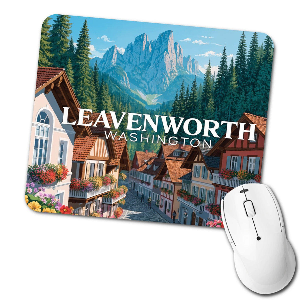 Leavenworth Washington Travel Low Profile Mouse Pad Mat