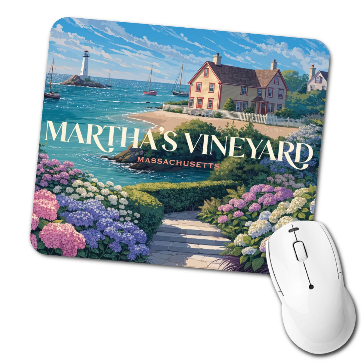Martha's Vineyard Massachusetts Travel Low Profile Mouse Pad Mat