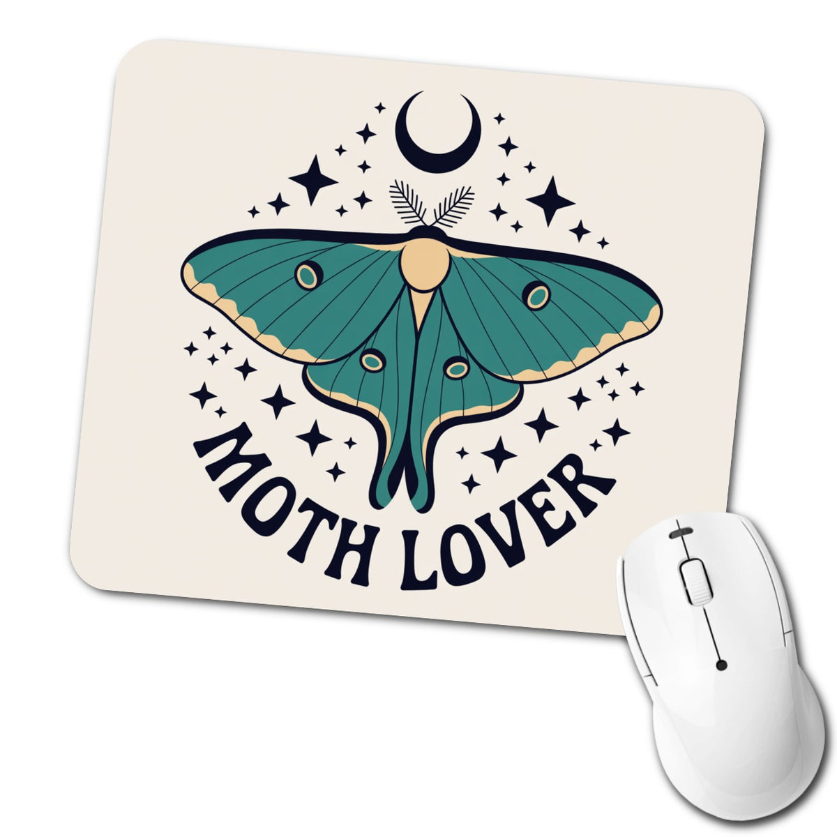 Moth Lover Luna Crescent Moon Low Profile Mouse Pad Mat