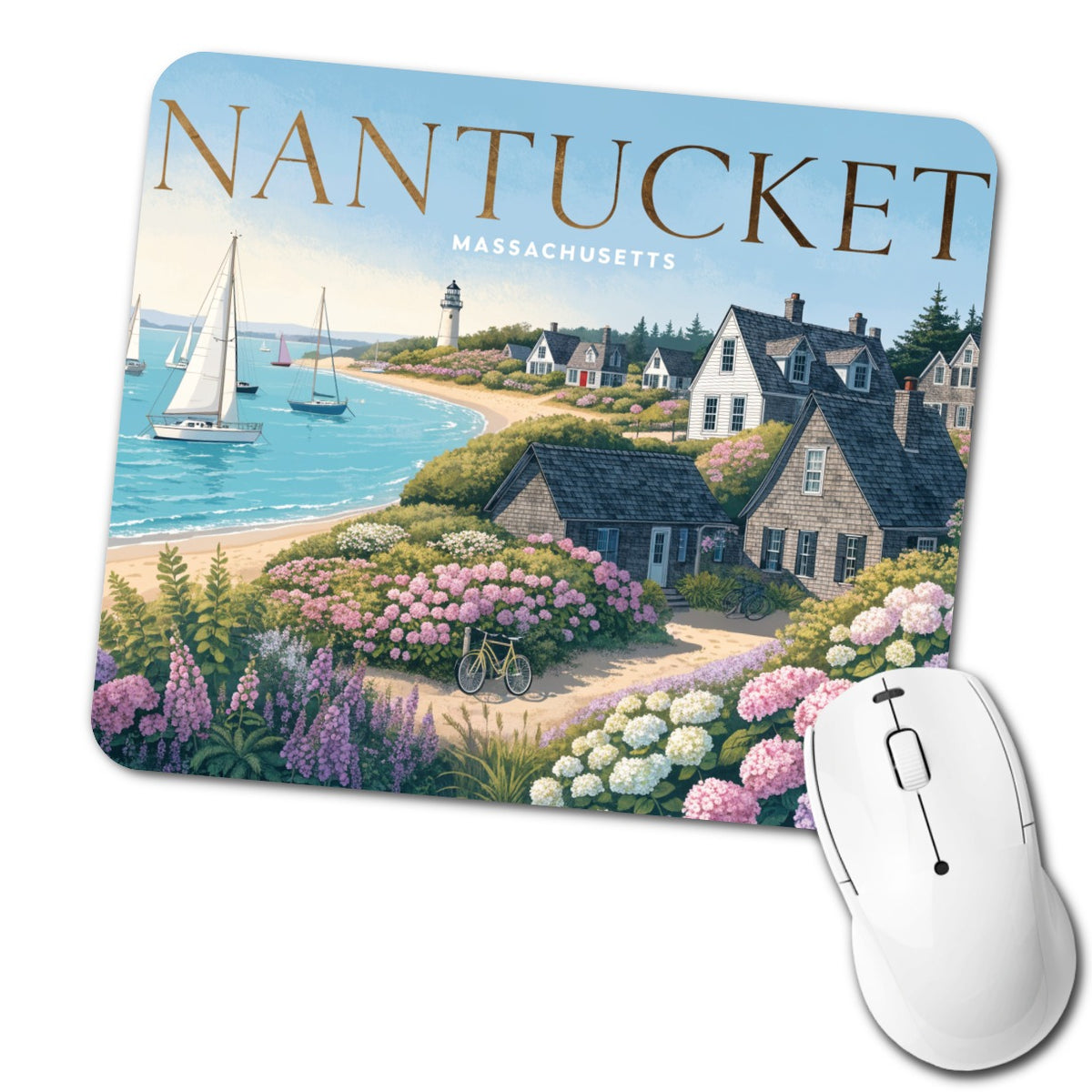 Nantucket Massachusetts Travel Low Profile Mouse Pad Mat