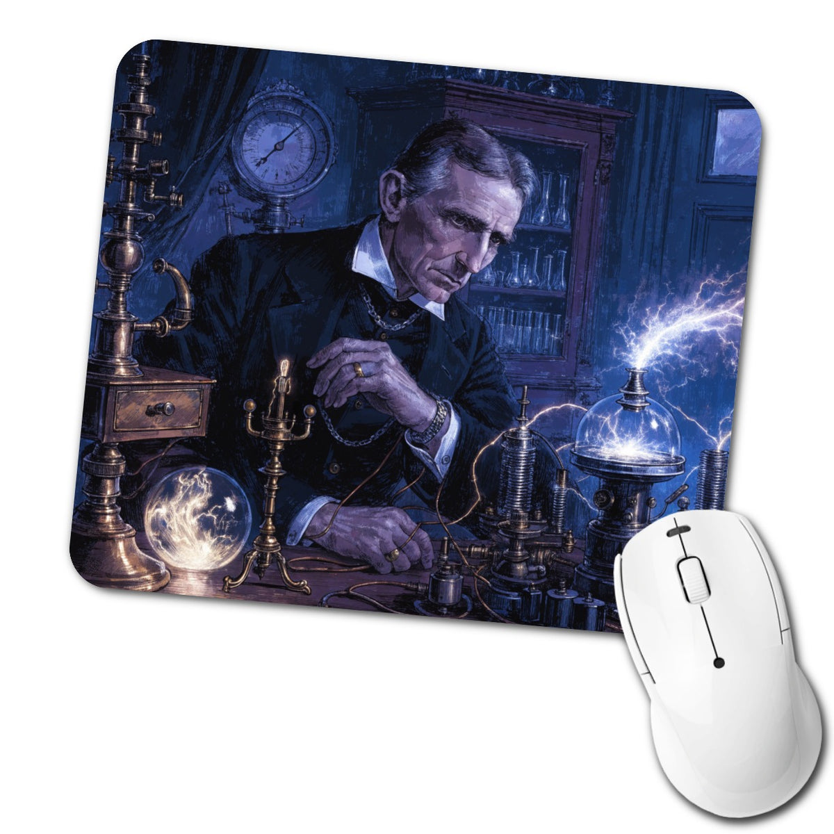 Nikola Tesla Inventor Low Profile Mouse Pad Mat