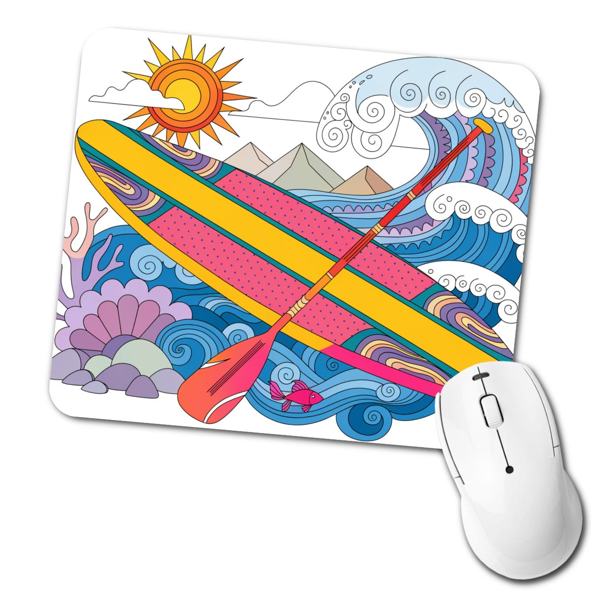 Paddleboarding Lake Sports Fun Low Profile Mouse Pad Mat