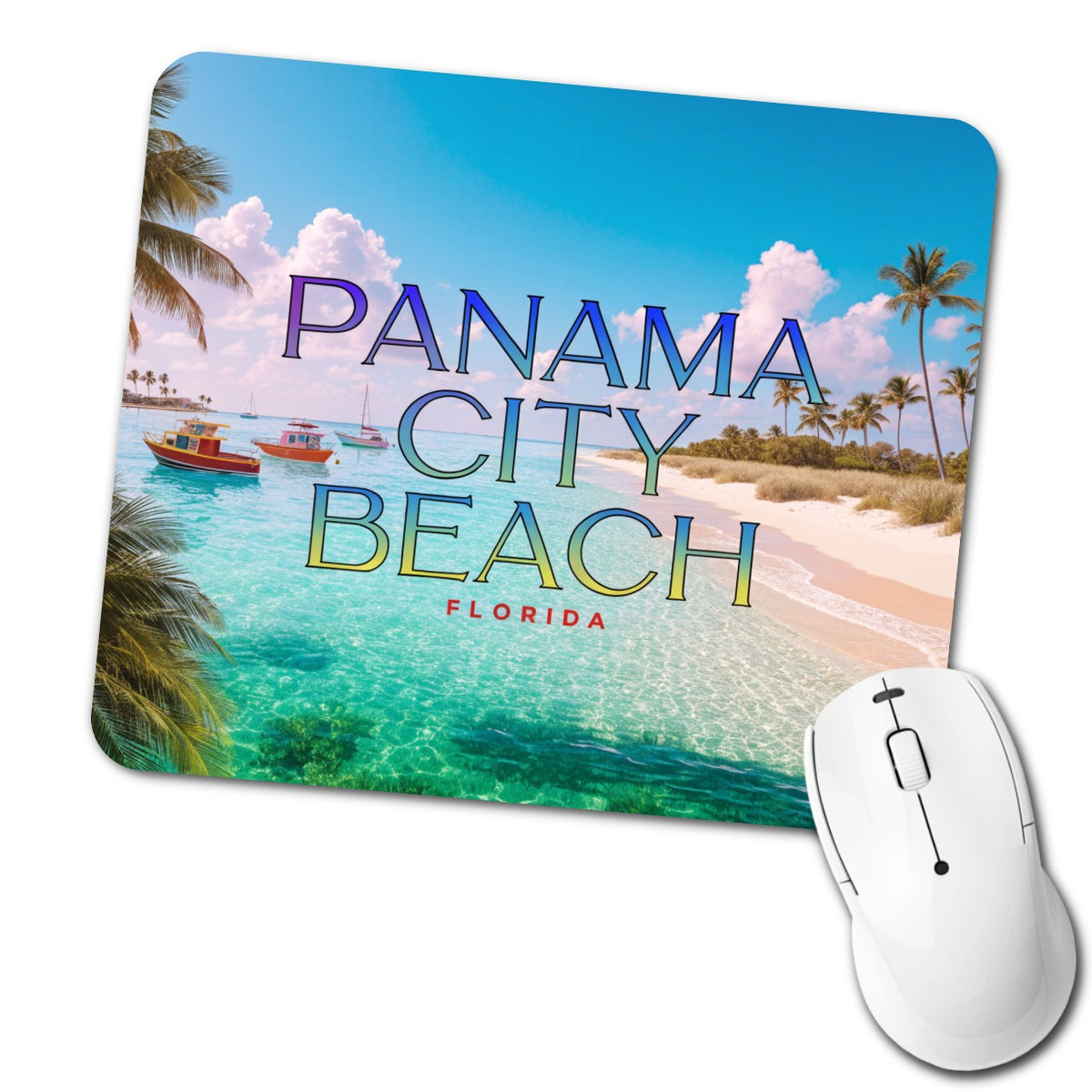 Panama City Beach Florida Travel Low Profile Mouse Pad Mat