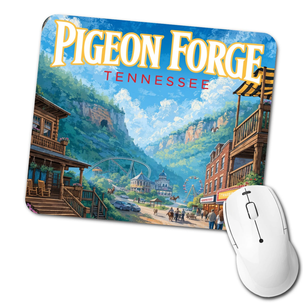 Pigeon Forge Tennessee Travel Low Profile Mouse Pad Mat