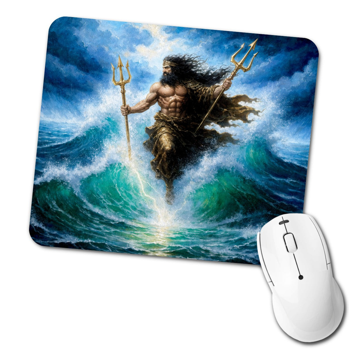 Poseidon Greek Sea God Low Profile Mouse Pad Mat