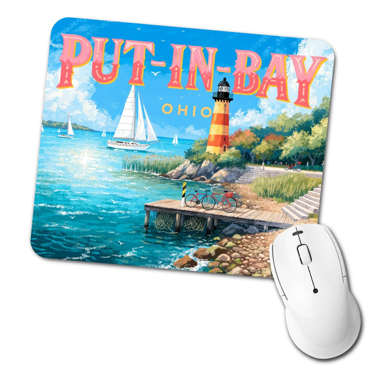 Put-in-Bay Ohio Travel Low Profile Mouse Pad Mat