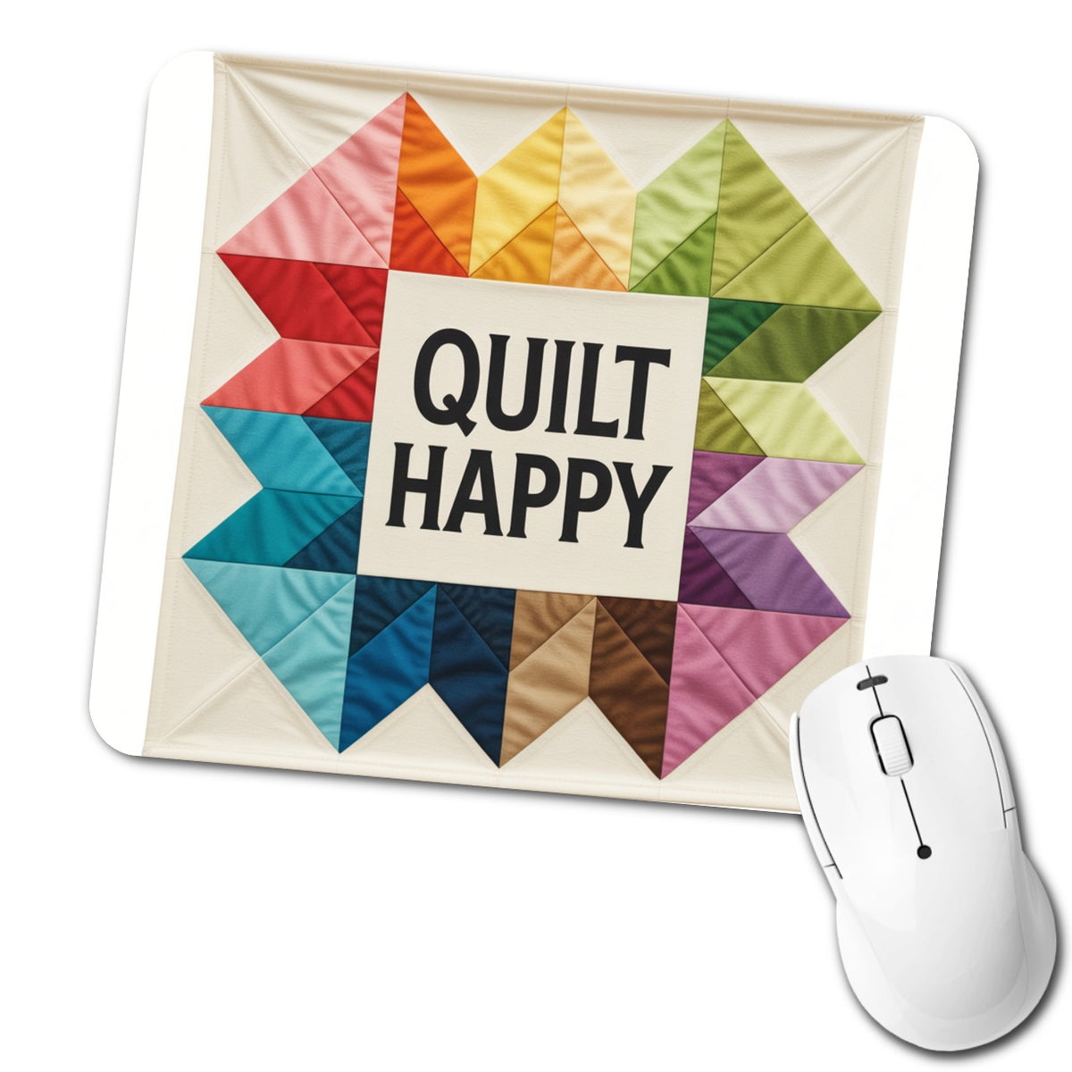 Quilt Happy Colorful Quilting Low Profile Mouse Pad Mat