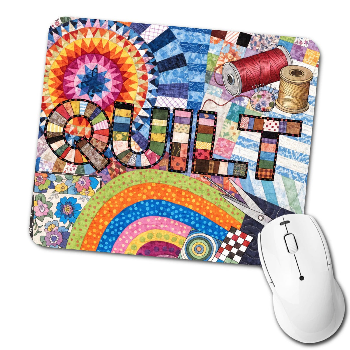 Quilt Quilting Quilter Sewing Colorful Low Profile Mouse Pad Mat