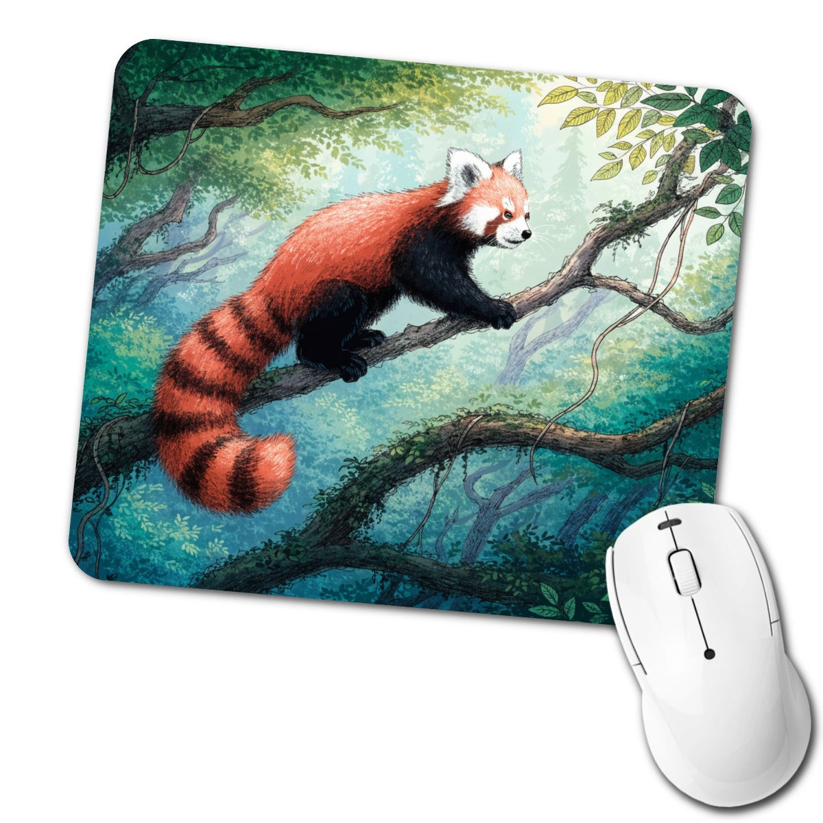 Red Panda Forest Low Profile Mouse Pad Mat