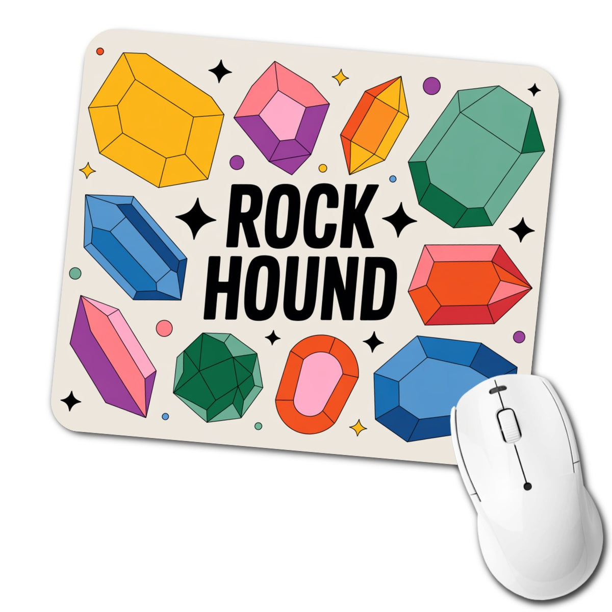 Rock Hound Crystals Polished Stones Low Profile Mouse Pad Mat