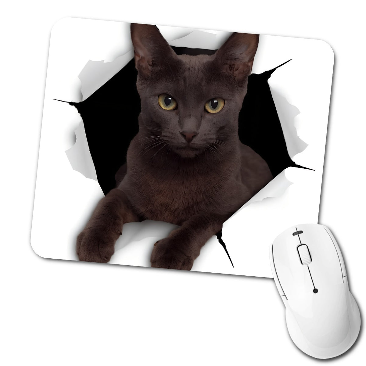 Russian Blue Cat Breakout Low Profile Mouse Pad Mat