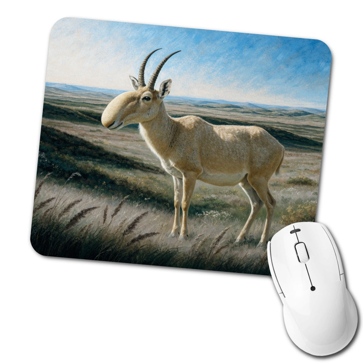 Saiga Antelope Steppe Low Profile Mouse Pad Mat