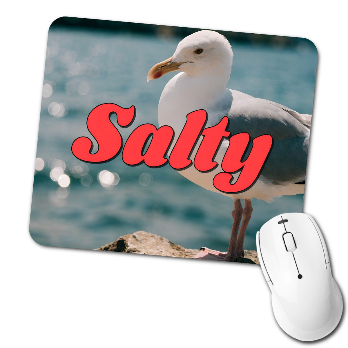 Salty Sea Gull Funny Low Profile Mouse Pad Mat