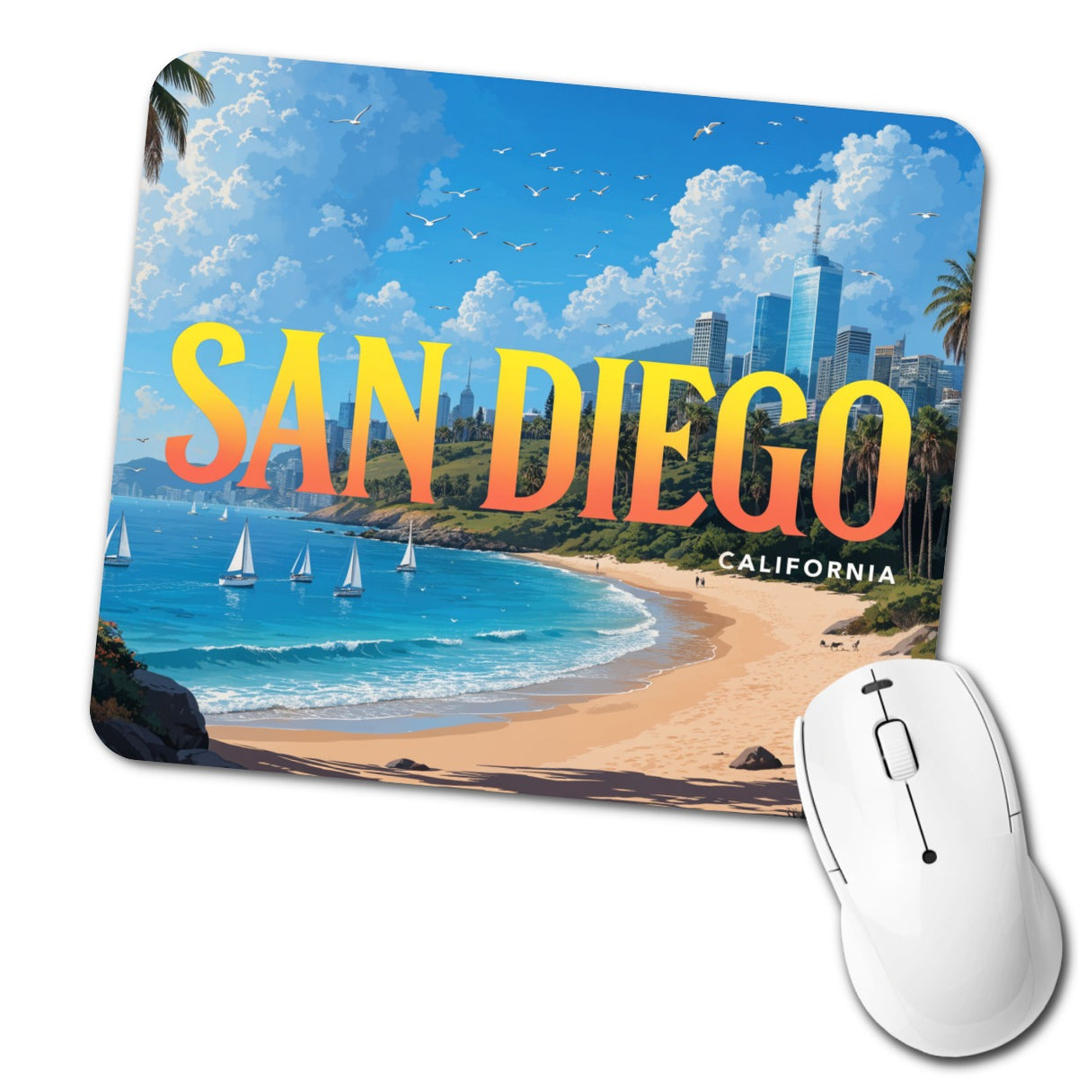 San Diego California Travel Low Profile Mouse Pad Mat