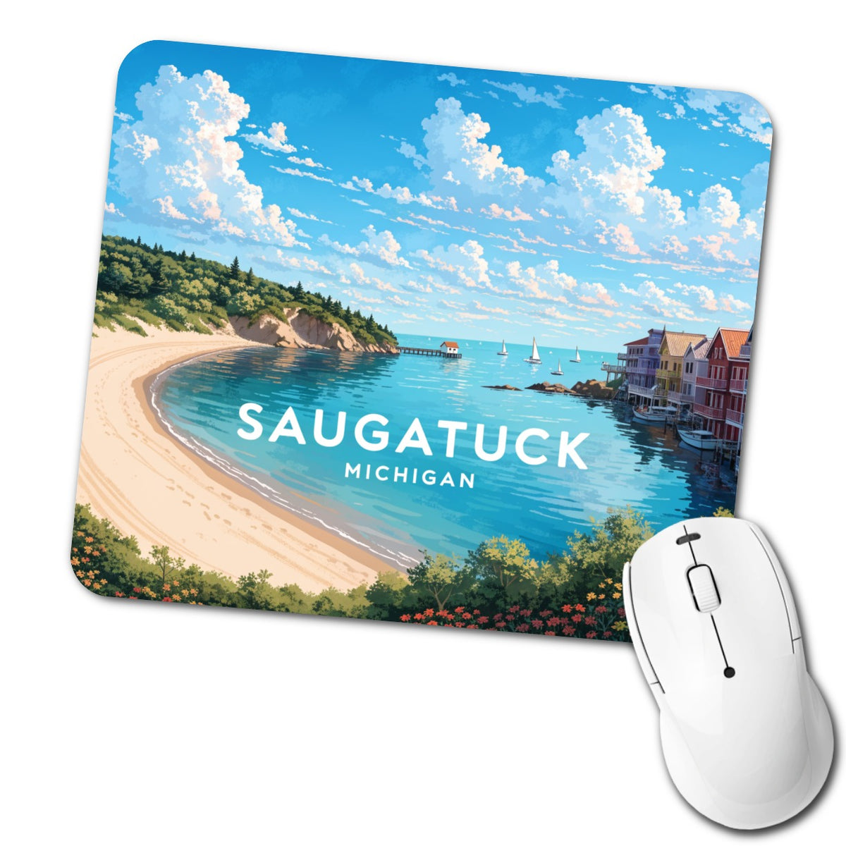 Saugatuck Michigan Travel Low Profile Mouse Pad Mat