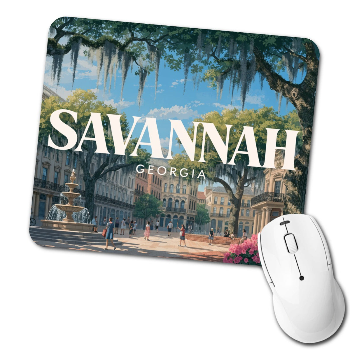 Savannah Georgia Travel Low Profile Mouse Pad Mat