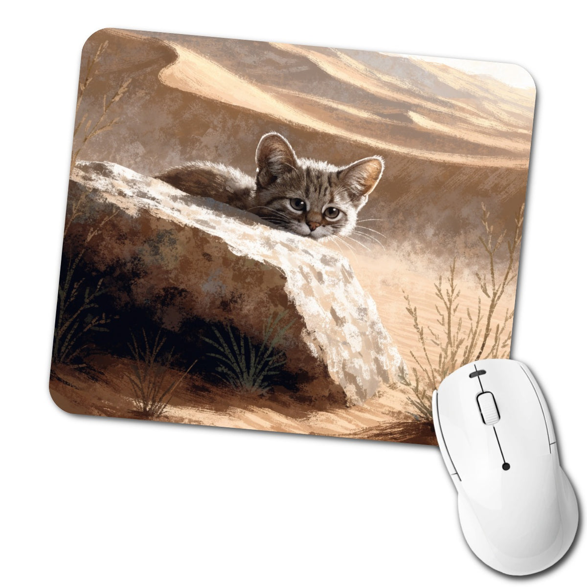 Small Sand Cat Low Profile Mouse Pad Mat