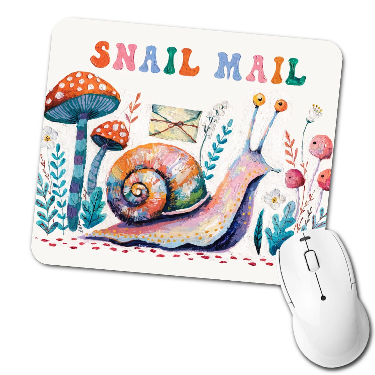 Snail Mail Whimsical Low Profile Mouse Pad Mat