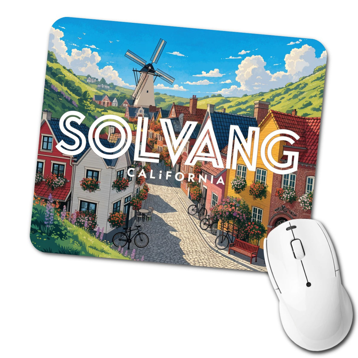 Solvang California Travel Low Profile Mouse Pad Mat