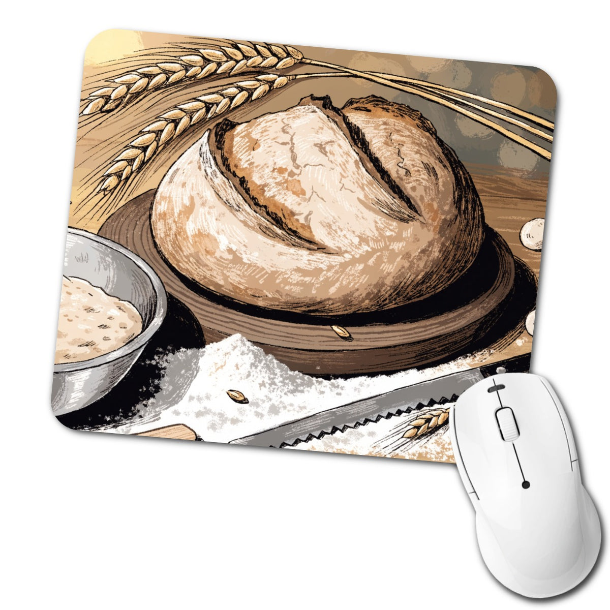 Sourdough Bread Baking Low Profile Mouse Pad Mat
