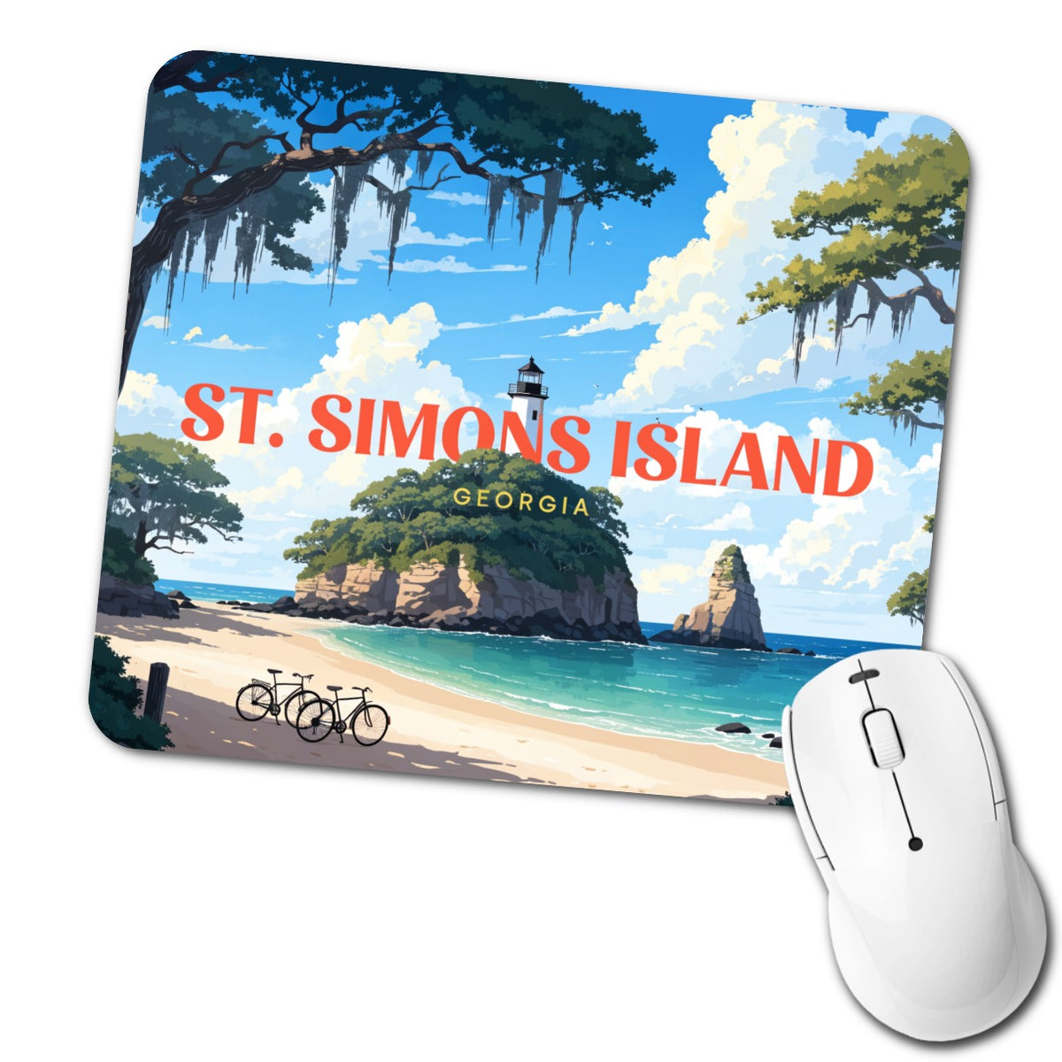 St Simons Island Georgia Travel Low Profile Mouse Pad Mat