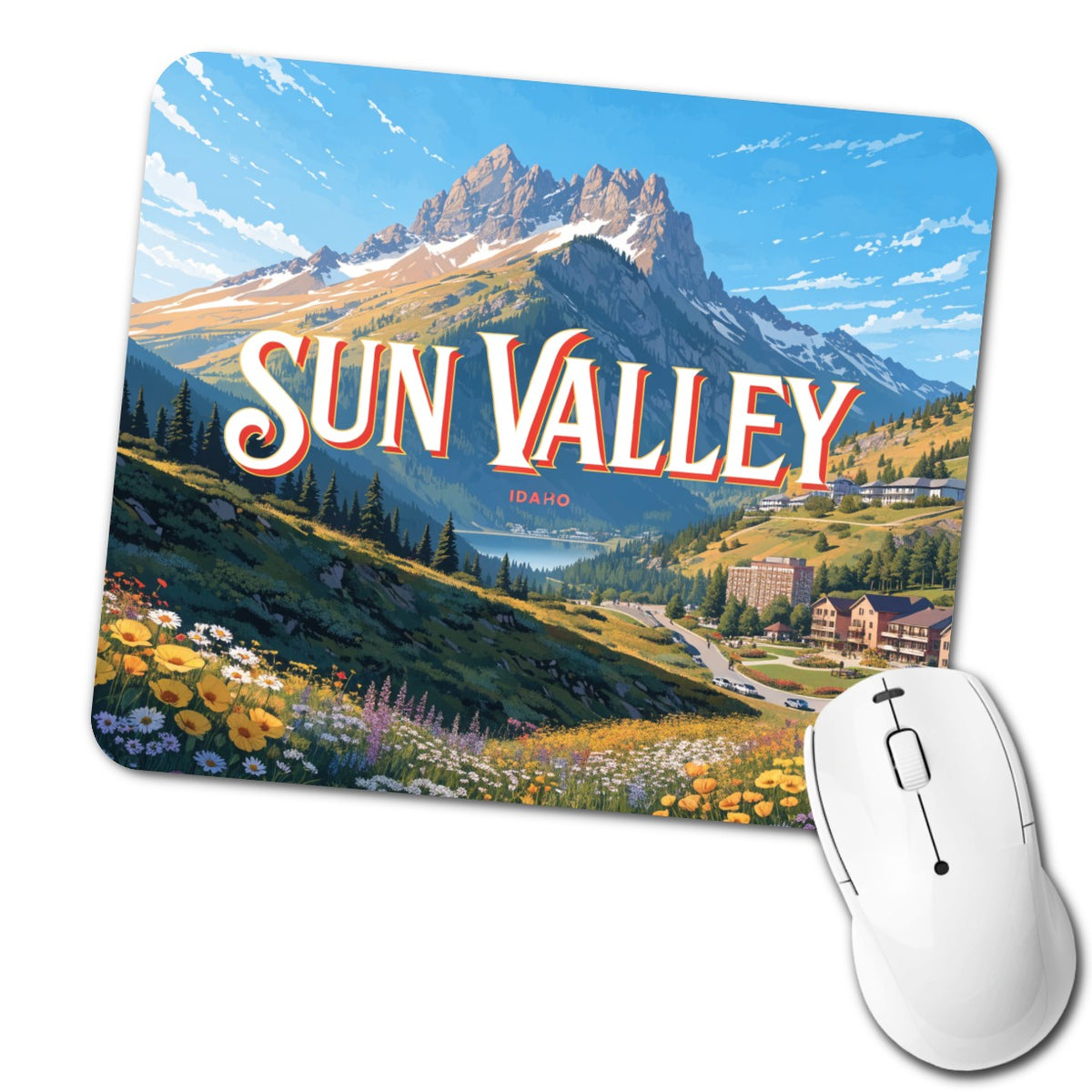 Sun Valley Idaho Travel Low Profile Mouse Pad Mat