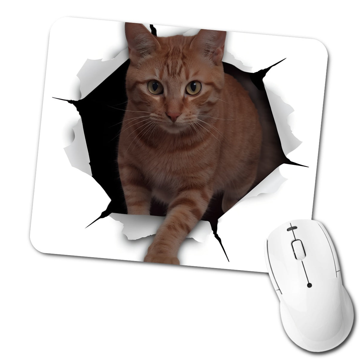 Tabby Orange Cat Breakout Low Profile Mouse Pad Mat