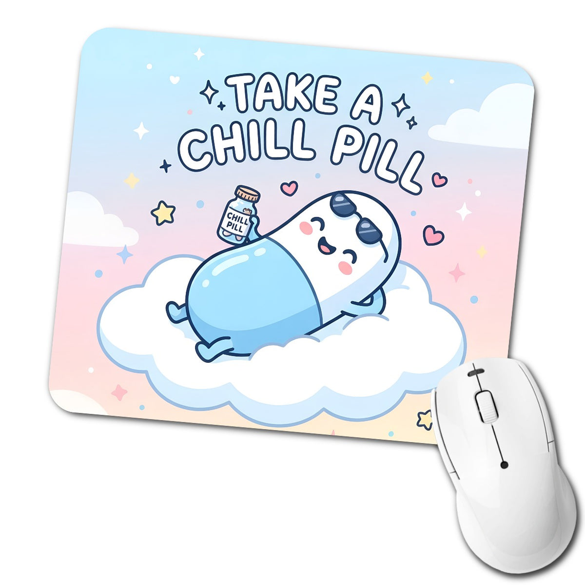 Take Chill Pill Cloud Funny Low Profile Mouse Pad Mat
