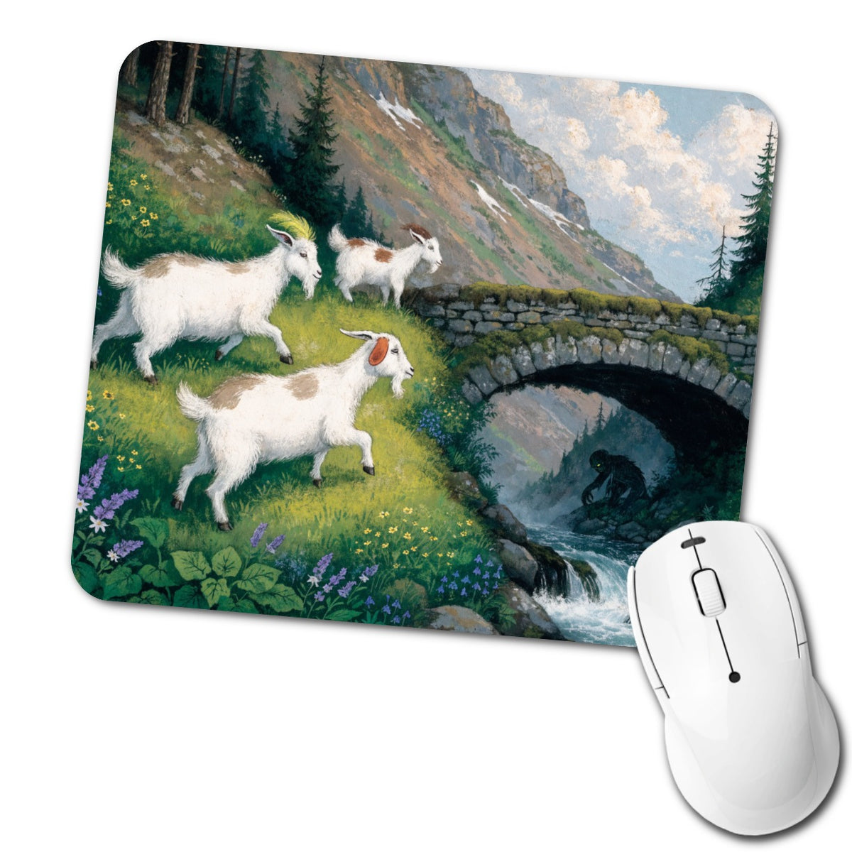 Three Billy Goats Gruff Low Profile Mouse Pad Mat