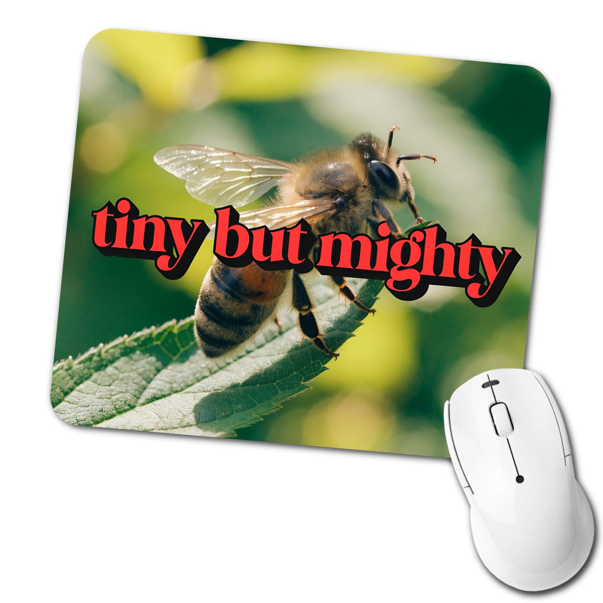 Tiny But Mighty Bee Funny Low Profile Mouse Pad Mat