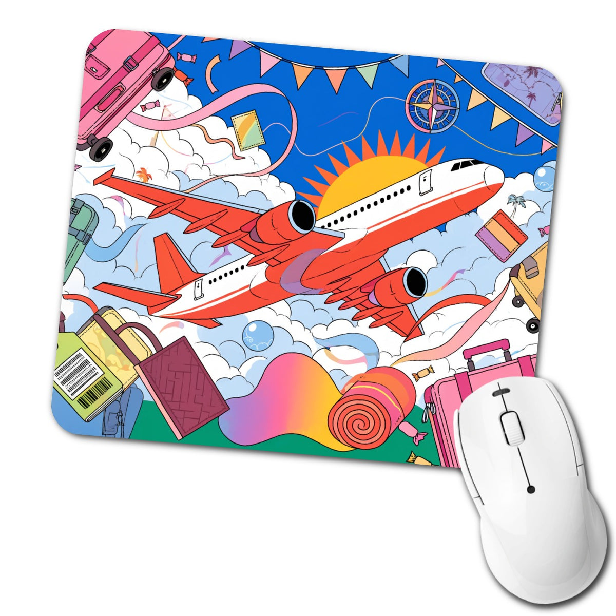 Travel Airplane Flight Attendant Pilot Low Profile Mouse Pad Mat