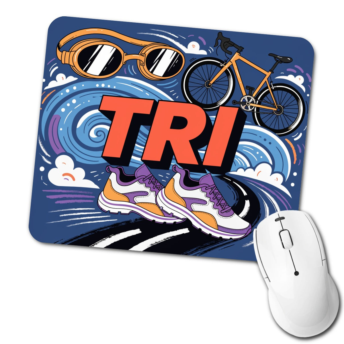 Triathlon Swim Bike Run Low Profile Mouse Pad Mat