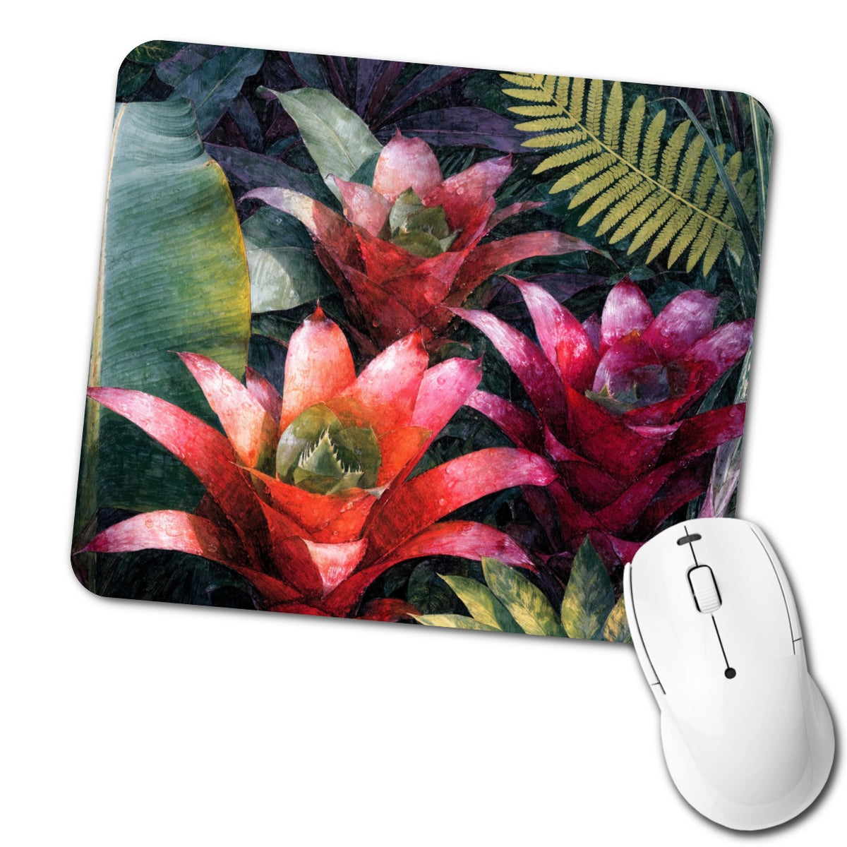 Tropical Bromeliad Garden Low Profile Mouse Pad Mat