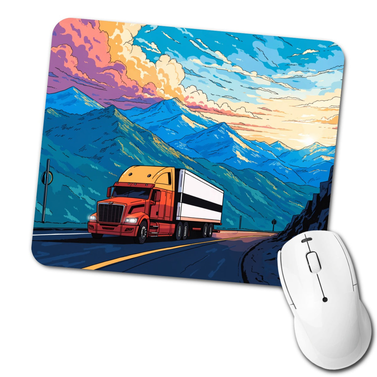 Truck Driver Semi Truck Low Profile Mouse Pad Mat