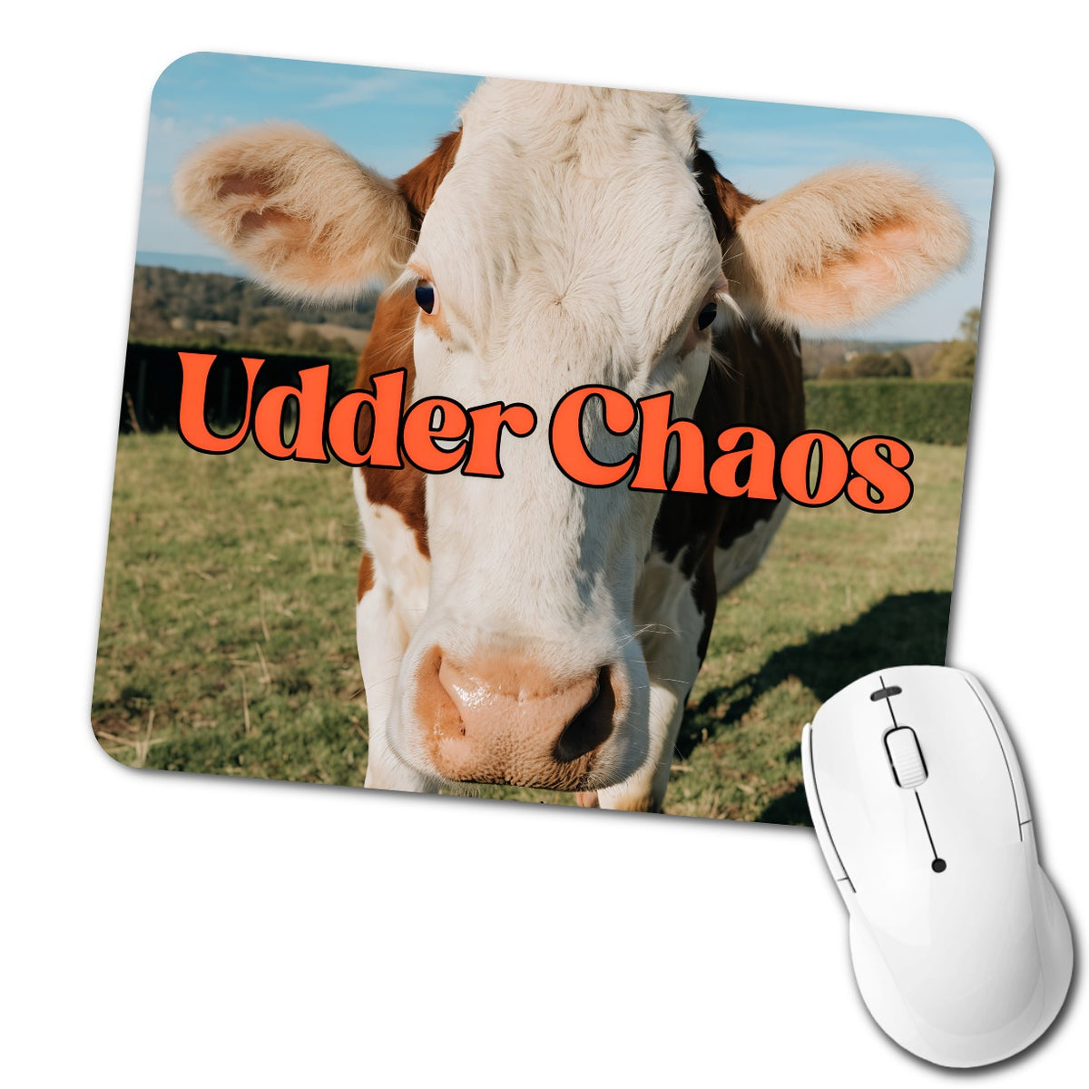 Udder Chaos Cow Funny Low Profile Mouse Pad Mat