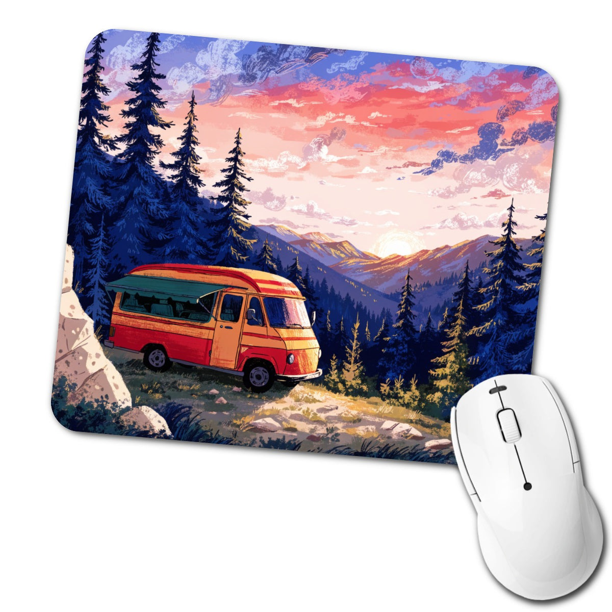 Vintage Camper Adventure Low Profile Mouse Pad Mat