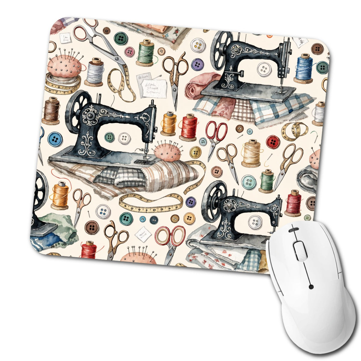 Vintage Sewing Machines Notions Low Profile Mouse Pad Mat