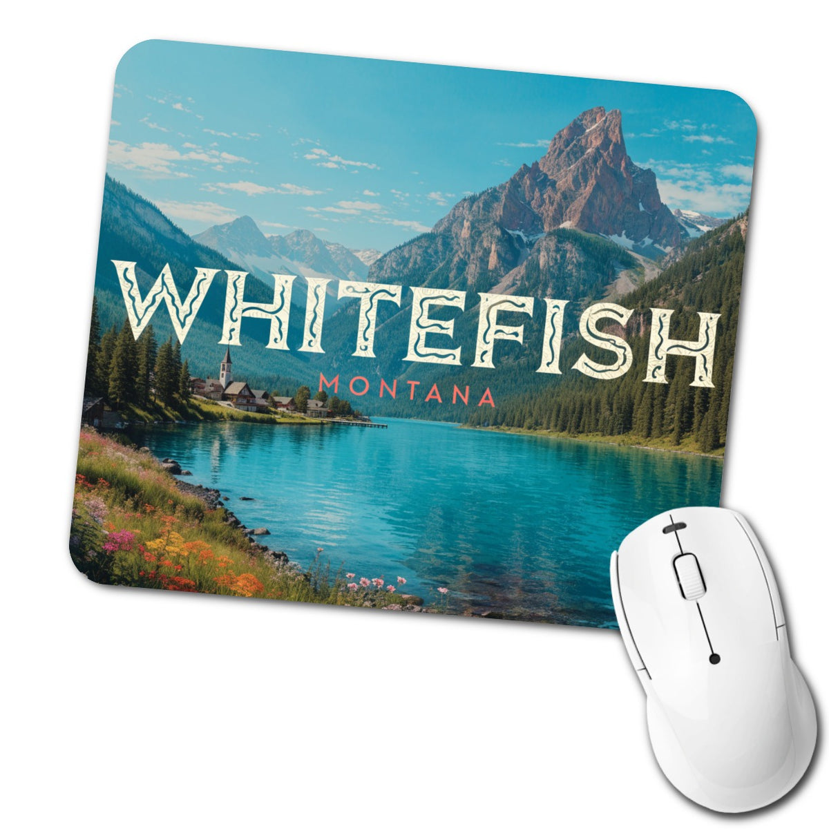 Whitefish Montana Travel Low Profile Mouse Pad Mat