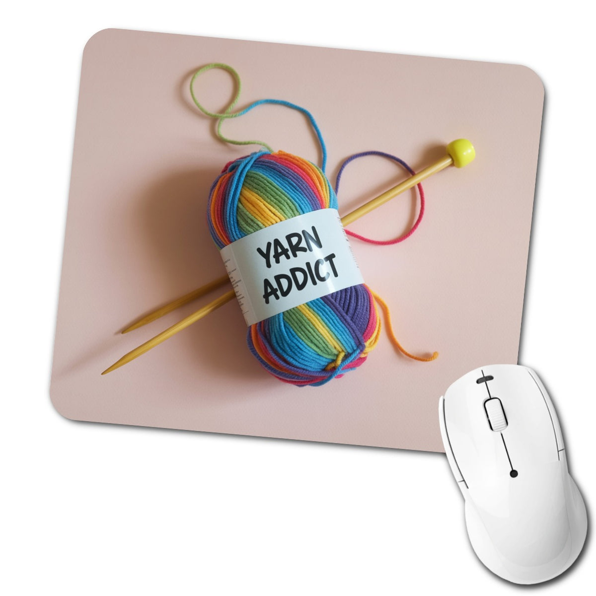 Yarn Addict Knitting Knitter Crochet Low Profile Mouse Pad Mat