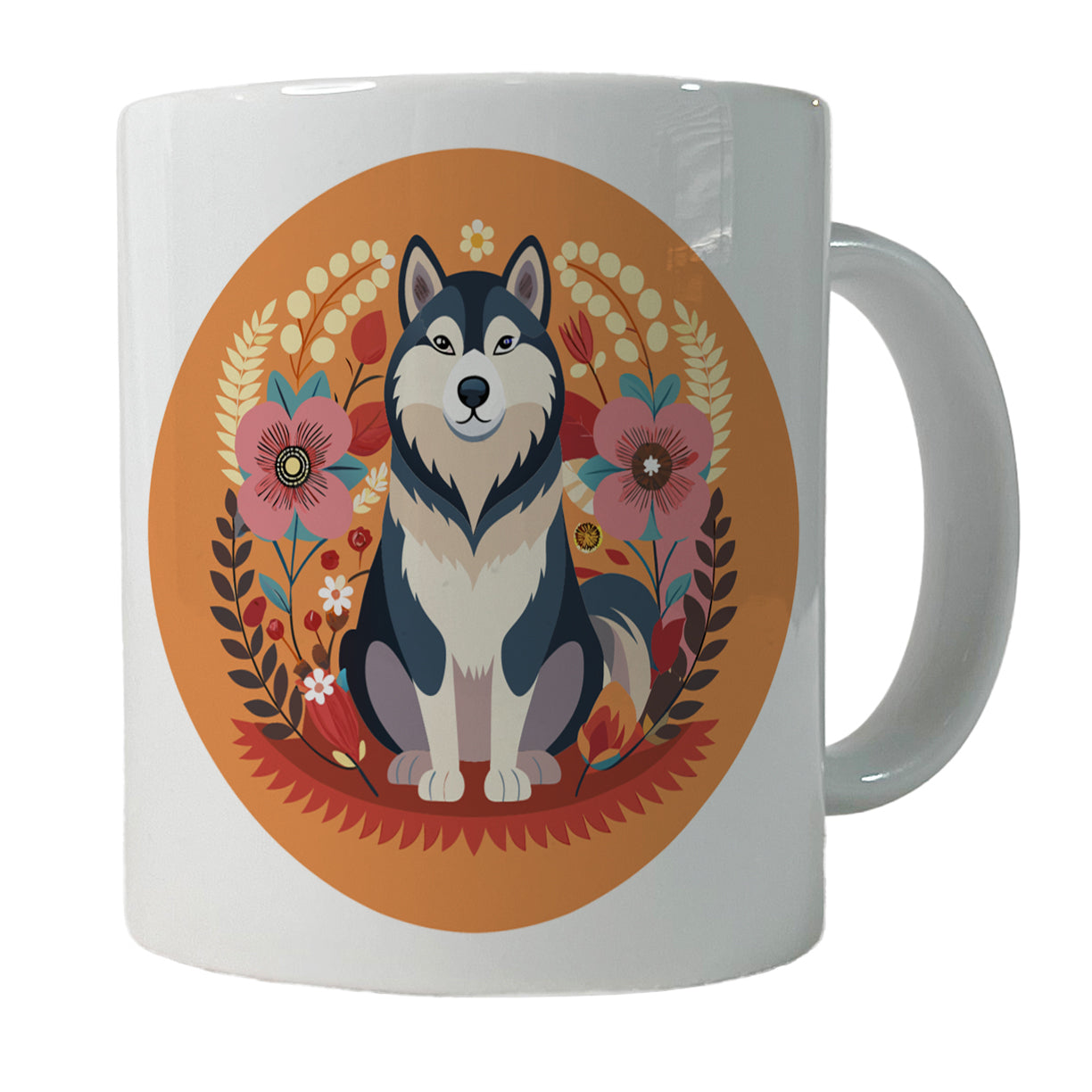 Alaskan Malamute Dog Floral Flowers Ceramic Tea Coffee Mug Cup - 11oz