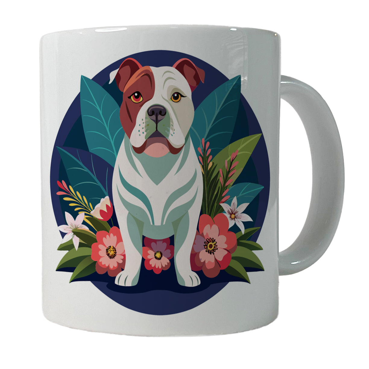 American Bulldog Floral Flowers Ceramic Tea Coffee Mug Cup - 11oz